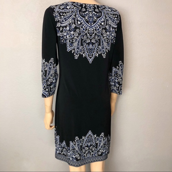 White House Black Market Paisley Shift Dress Black - Picture 5 of 6